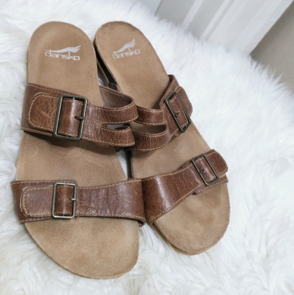 DANSKO Vintage Comfort Wedge Heeled Leather Open Toe Sandals Size 8.5🌴 - Picture 8 of 11
